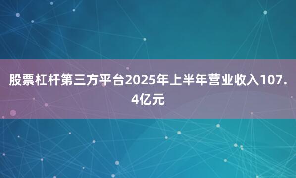 股票杠杆第三方平台2025年上半年营业收入107.4亿元